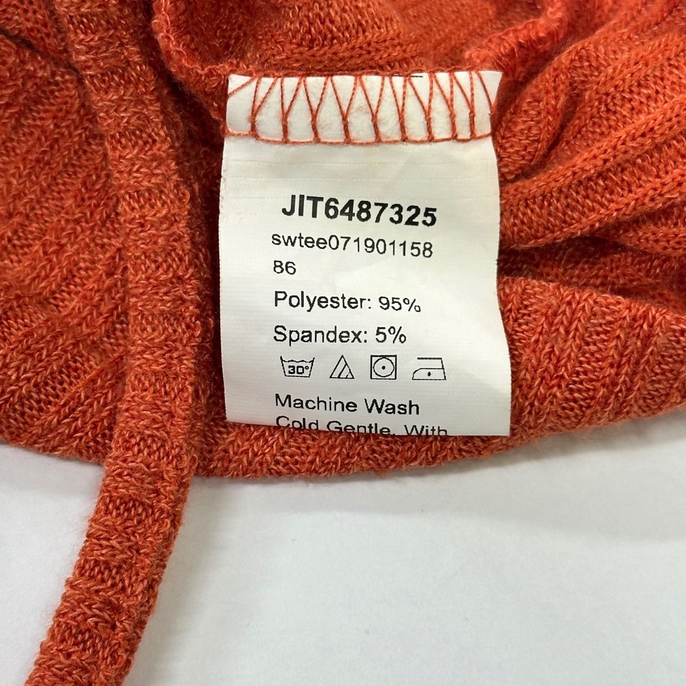 SHEIN Womens Burnt Orange Ribbed Bell Sleeve Drawstring Ruched Crop Top Size S - Picture 7 of 8